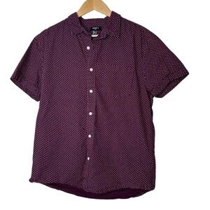 Forever 21 Men’s Button Down Short Sleeve Maroon Floral Print Large